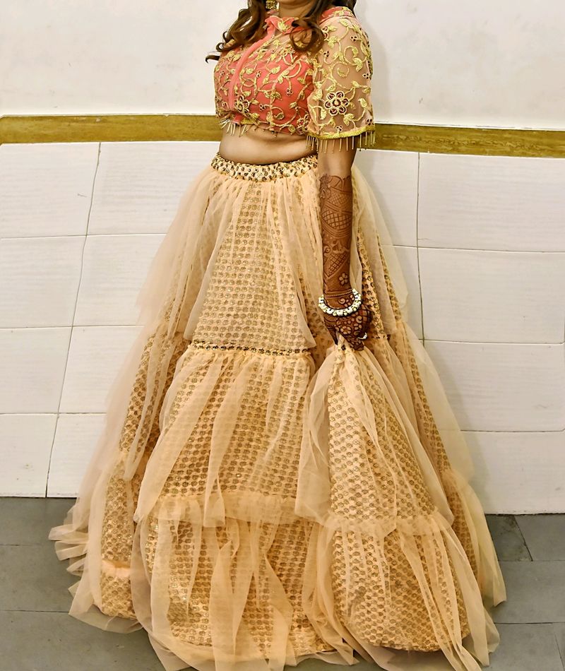 Designer Lahenga Choli With Peach Dupatta