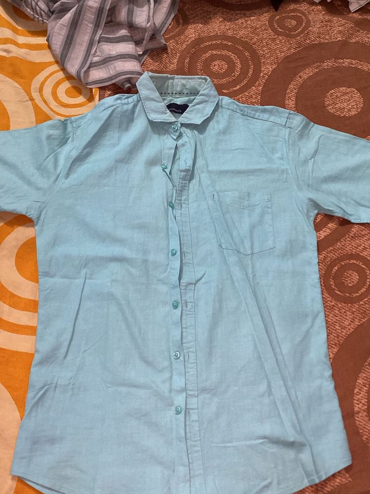 mens sea green cotton shirt new condition