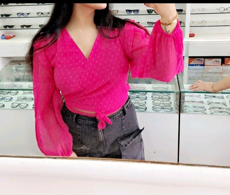 Sera Pink Wrap Crop Top 💗