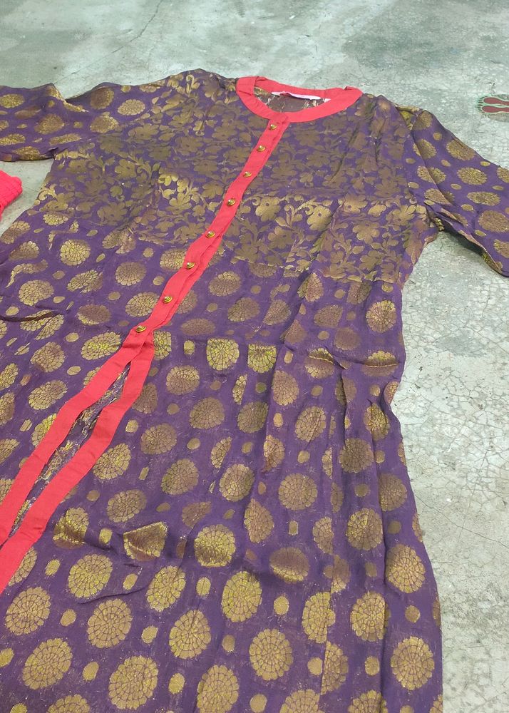 Front Slit Kurta With Attach Shinning Legging....