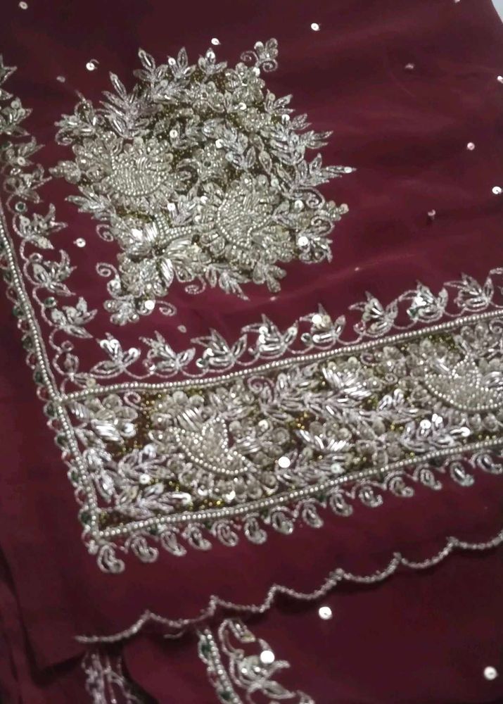 Maroon Colour Zardozi Saree ✨🔥