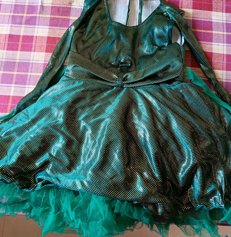 Dark Green Color Girl Baby Flared Frock