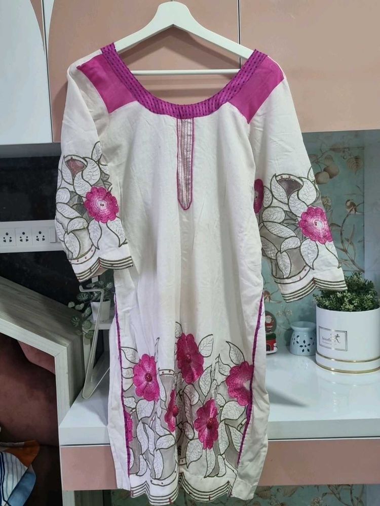 Women/Girl Straight Kurti with Emproidrey