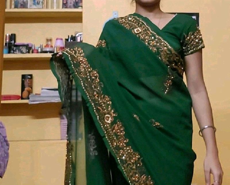 designer embroidery work saree