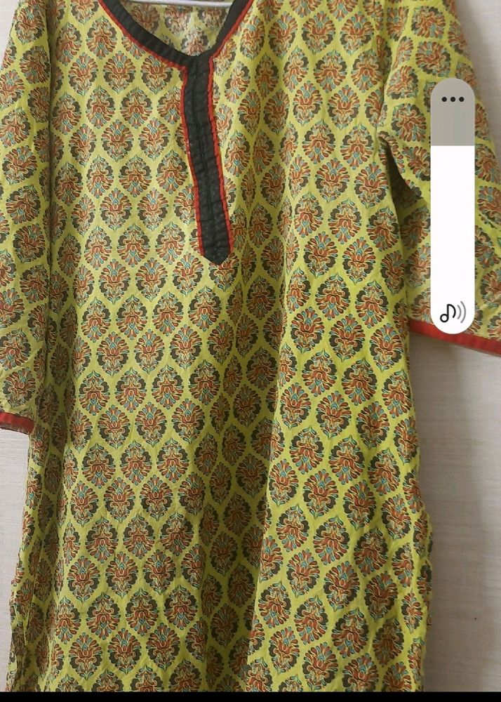 2 Cotton Kurtas -yellow ,green