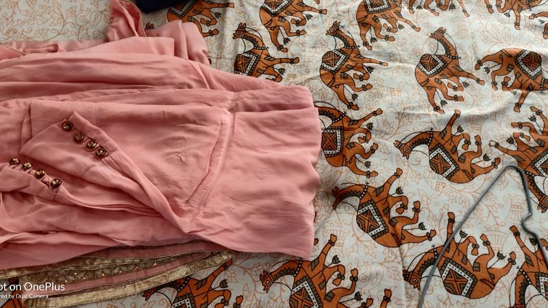 Pink Colour Pant Suit Xxl With Heavy Dupatta