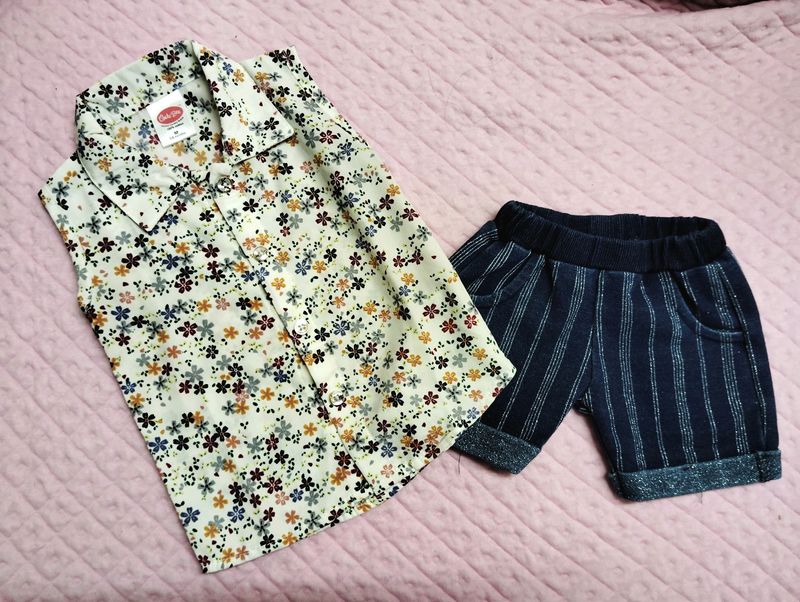 Cute Baby Floral Shirt And Trouser Set💙