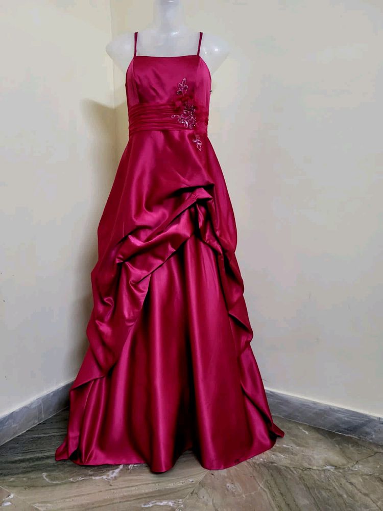 Long Dark Red Gown