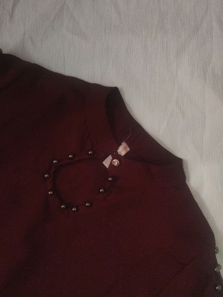 Maroon Korean Crop Top