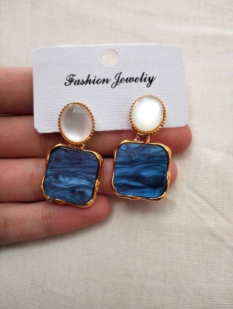 Blue Marble Earrings