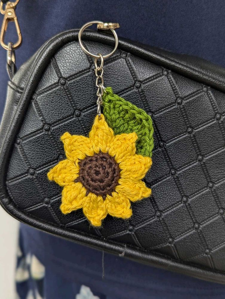 Crochet Handmade Sunflower Keychain