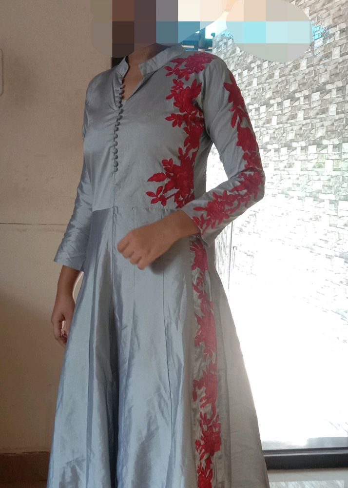 Grey-Red Churidar Top