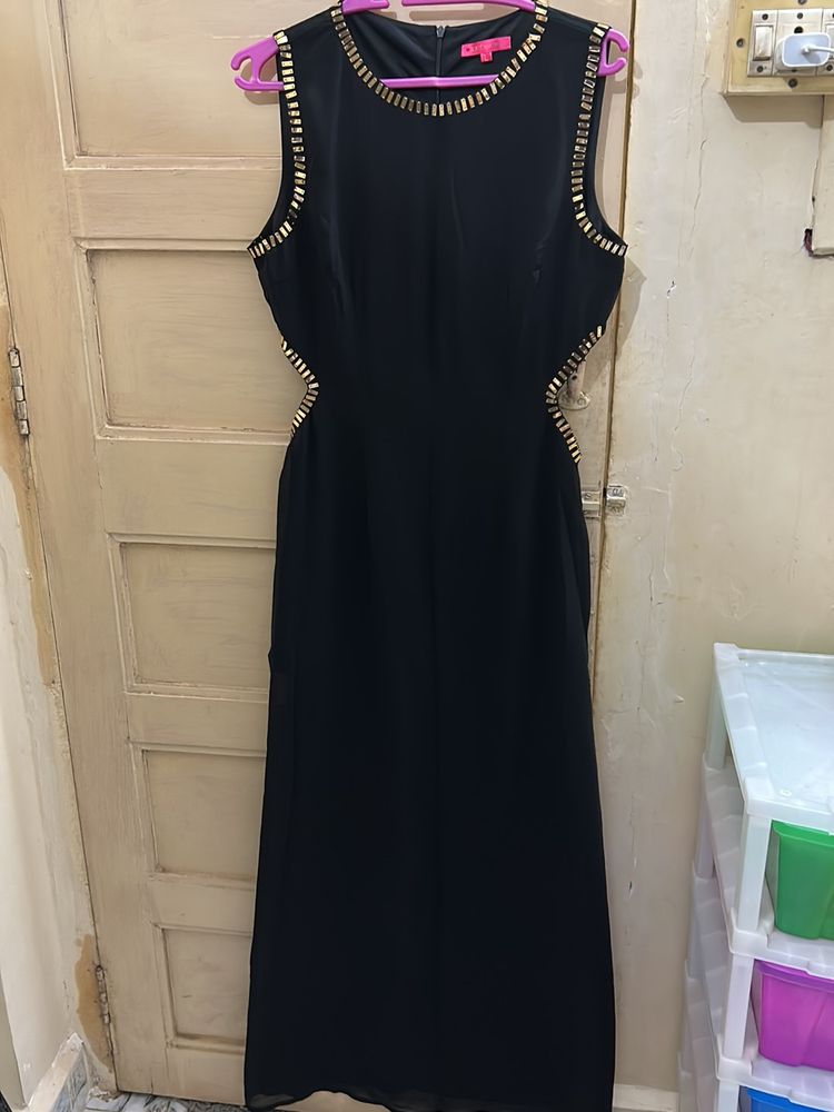 Black Sequins Work Gown