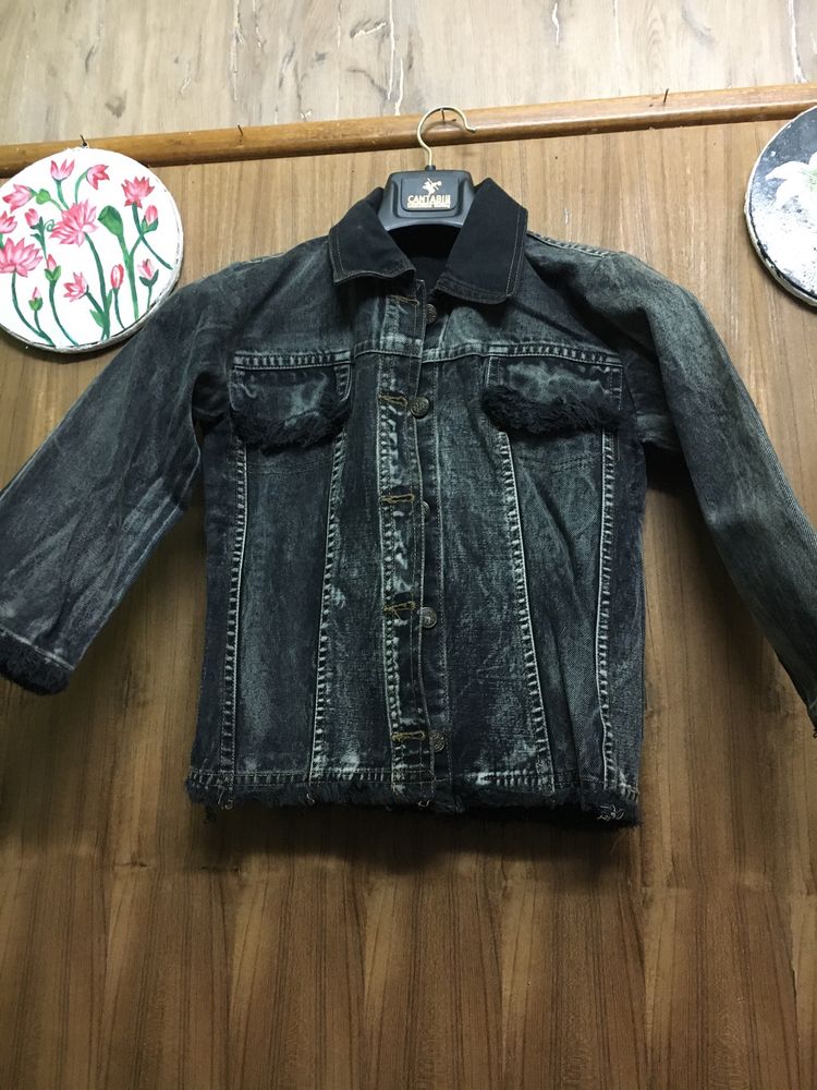 Myntra Charcoal Grey Denim Jacket