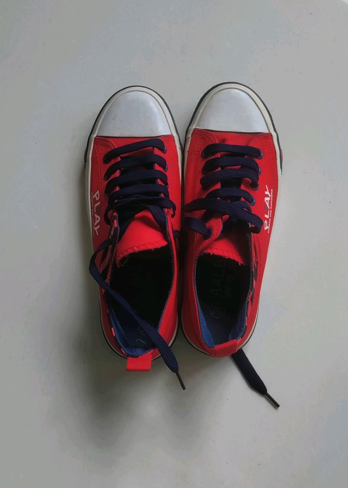 Red Trendy Sneakers Lace-up Shoes Unisex