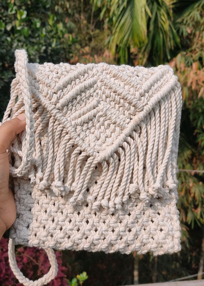 Macrame Off White Sling Bag