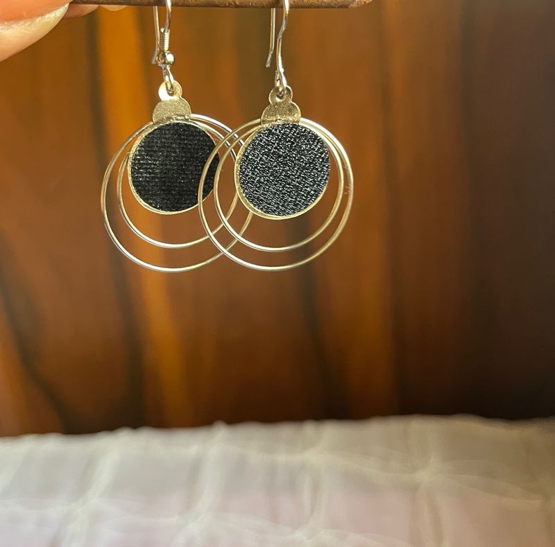 Black Silver Daily Wear Earrings