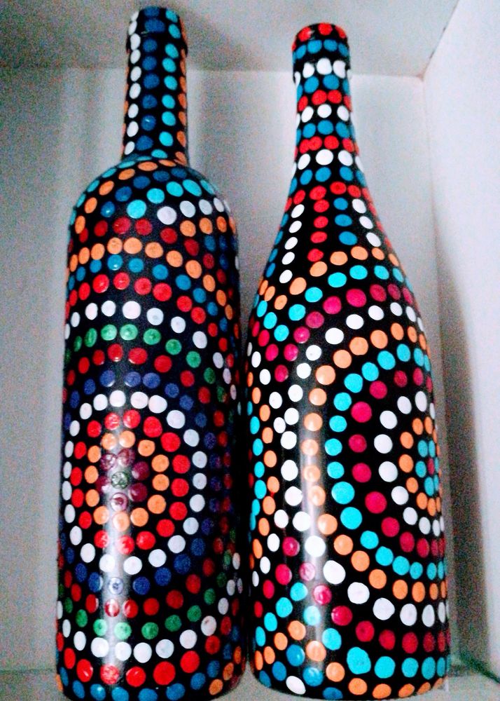 Handpaintes glass bottles combo