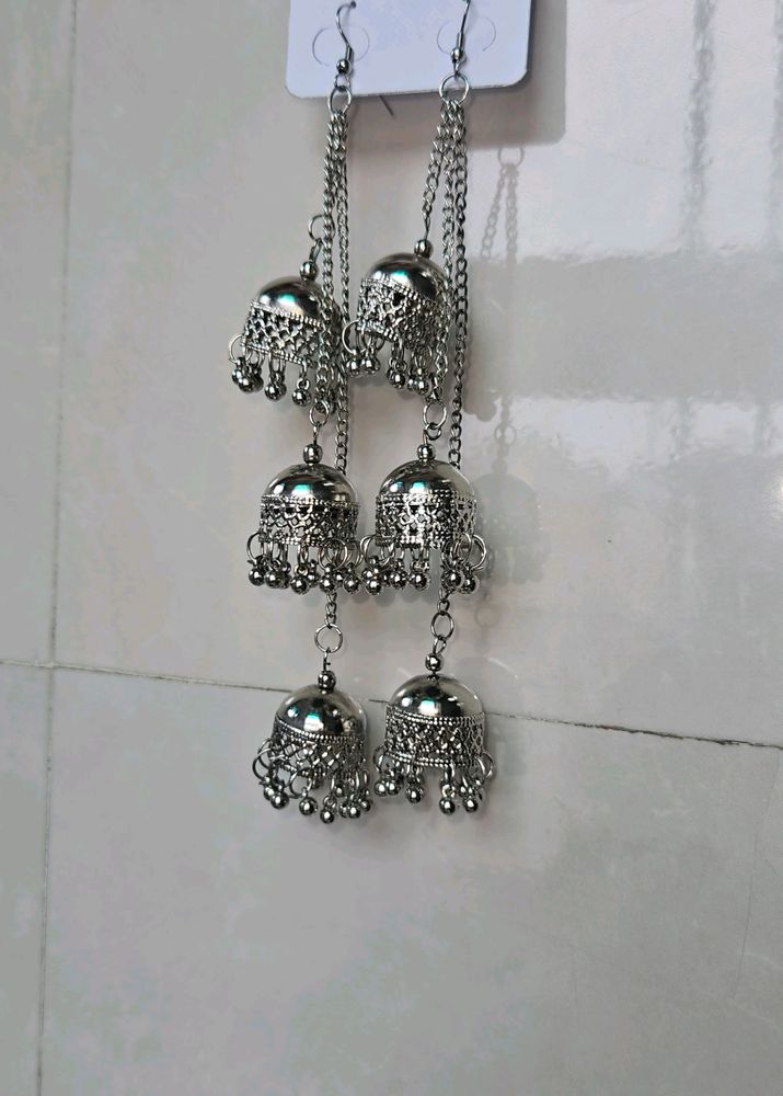 Oxidised Three Layes Jhumki