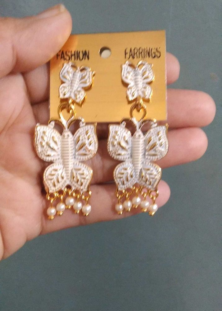 White Butterfly Earrings For Girls And Women