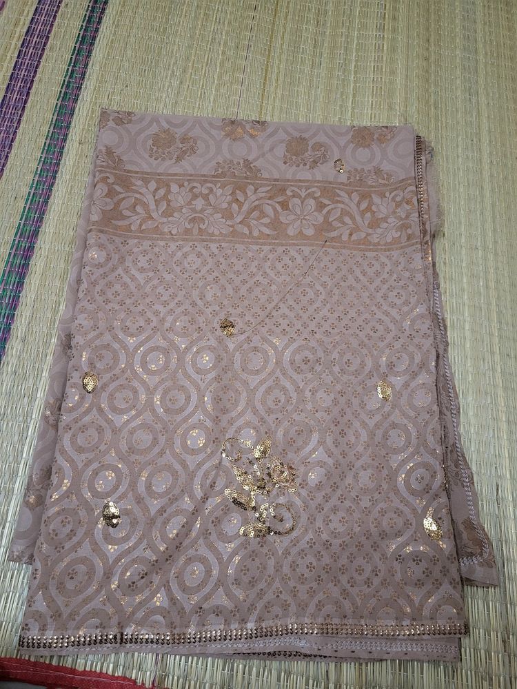 Pleasant Light Coffee Shade Saree With Chamki Work