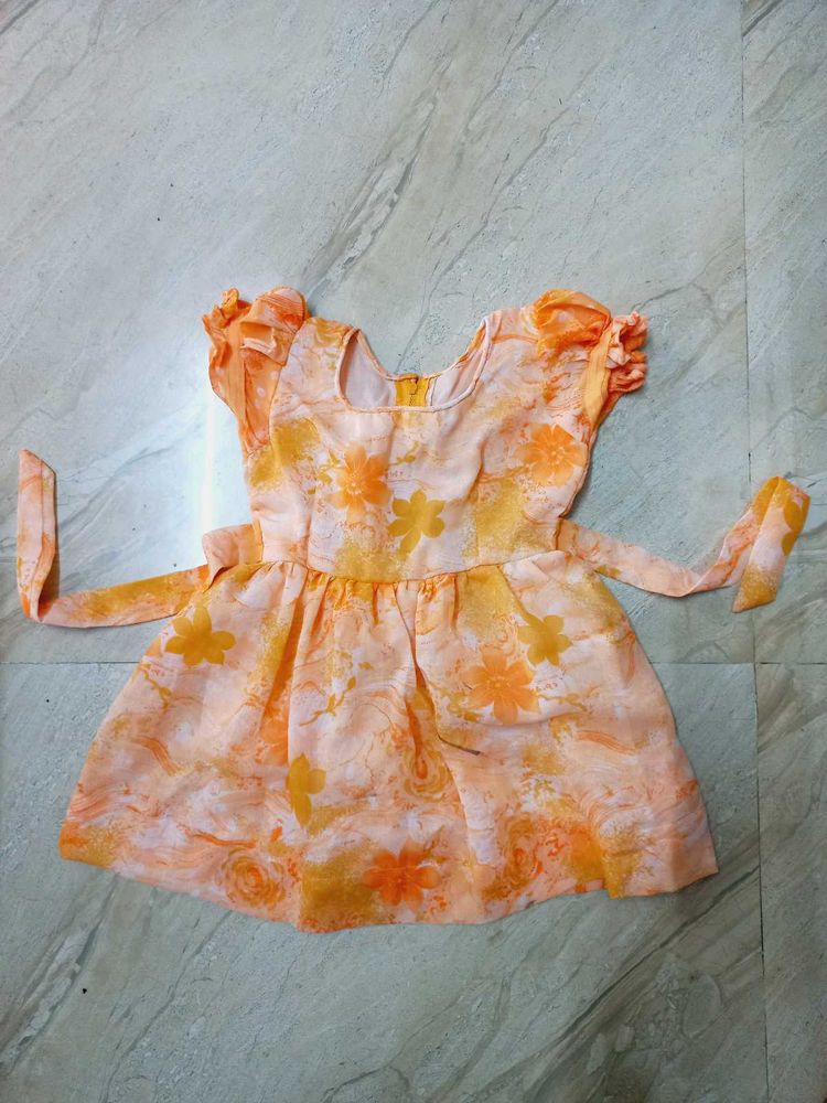 Cute Orange Dress For Baby Girl