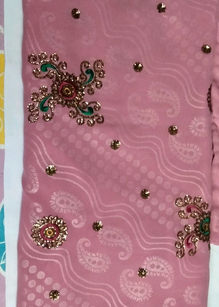 Pink Chiffon Saree With Blouse