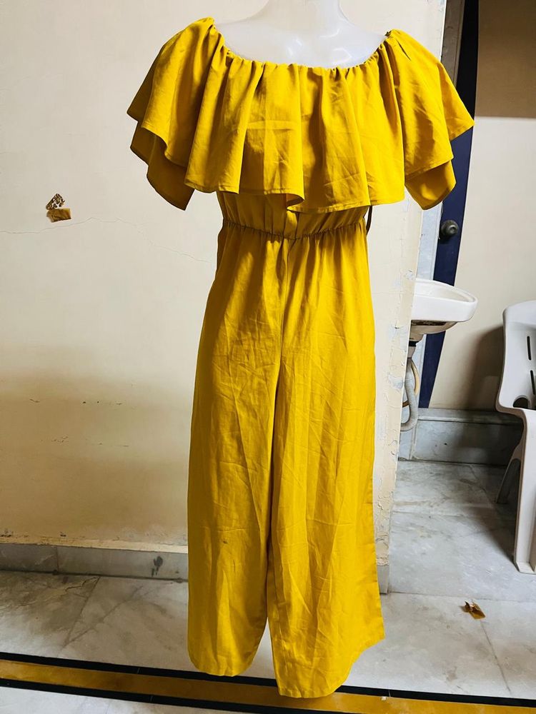 Korean Long Full Yellow Jumpsuit