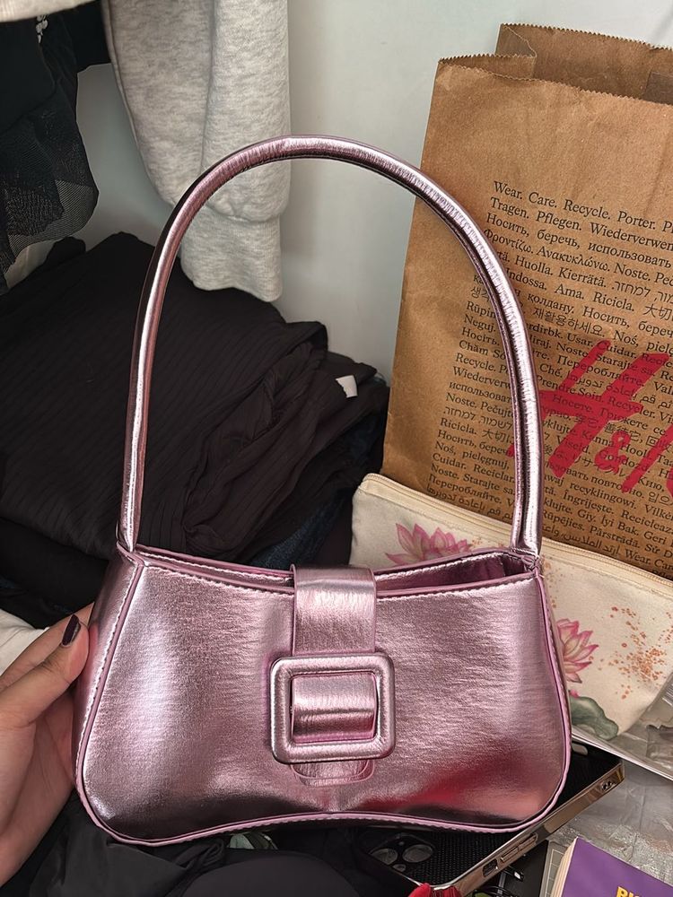 SAVANA METALLIC PURPLE SHIMMER HANDBAG