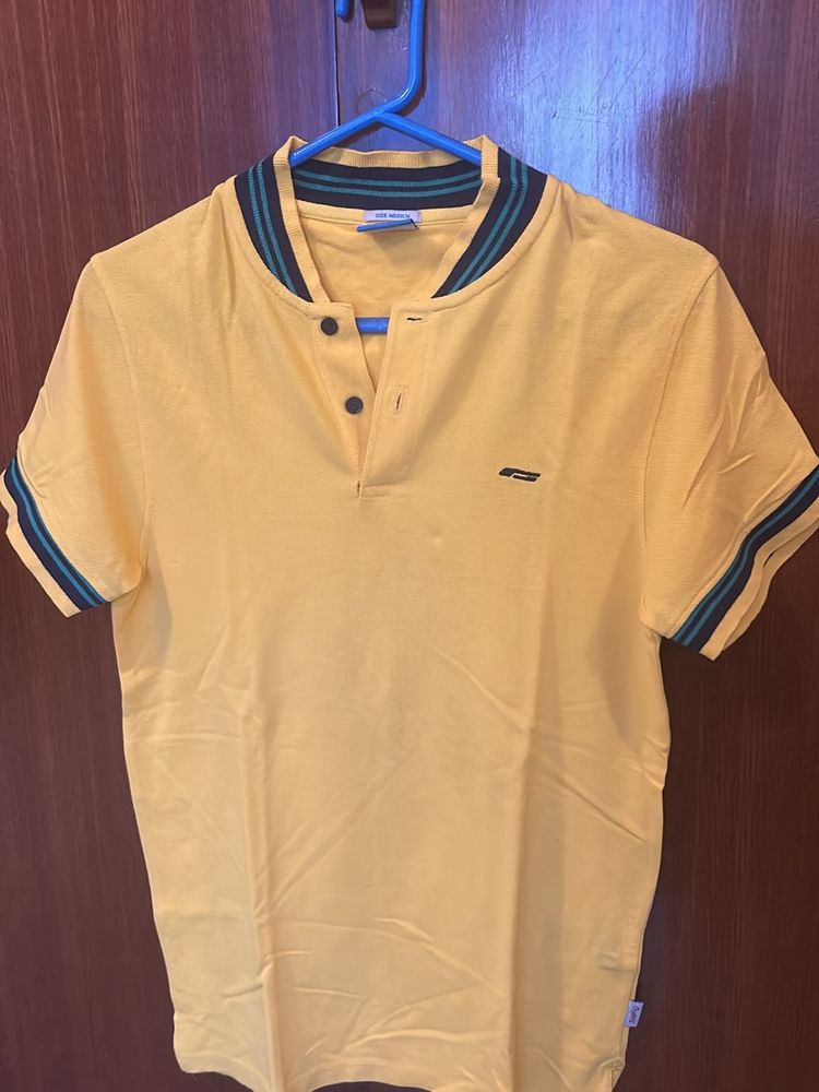 Yellow Jack&Jones Chinese Collar T-shirt