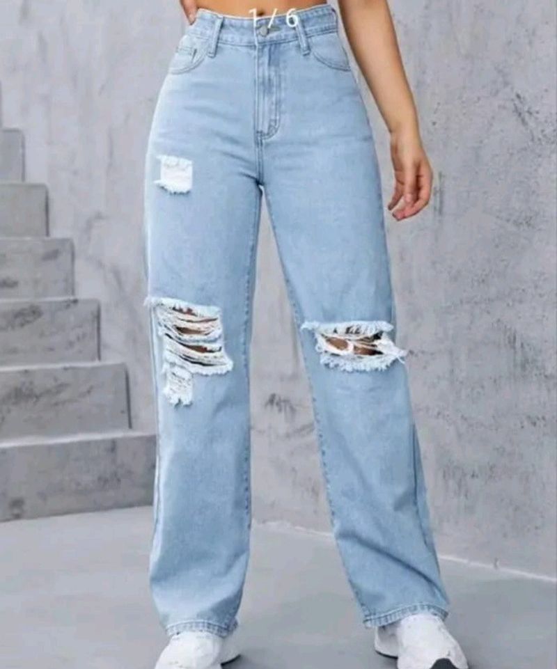 New With Tag Straight Fit Ripped Jeans