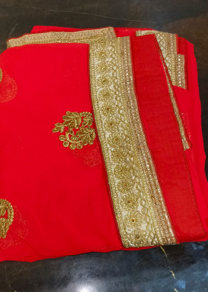 Designer Lightweight Saree With Simple Golden Work