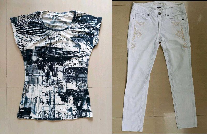 Pair Of Imported Jeans & T-shirt (Women)