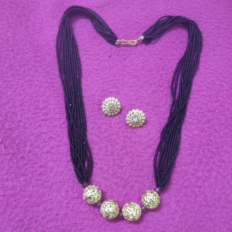 Black Beads With Ear Tops