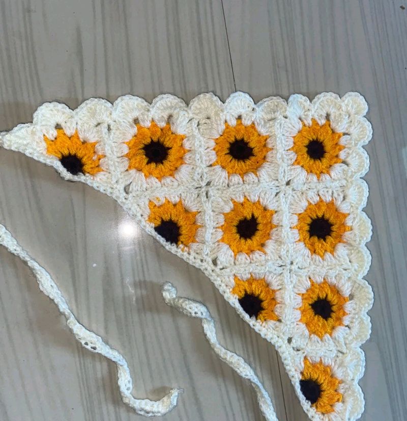 CROCHET SUNFLOWER HEAD BANDANA 🌻🌻🌻