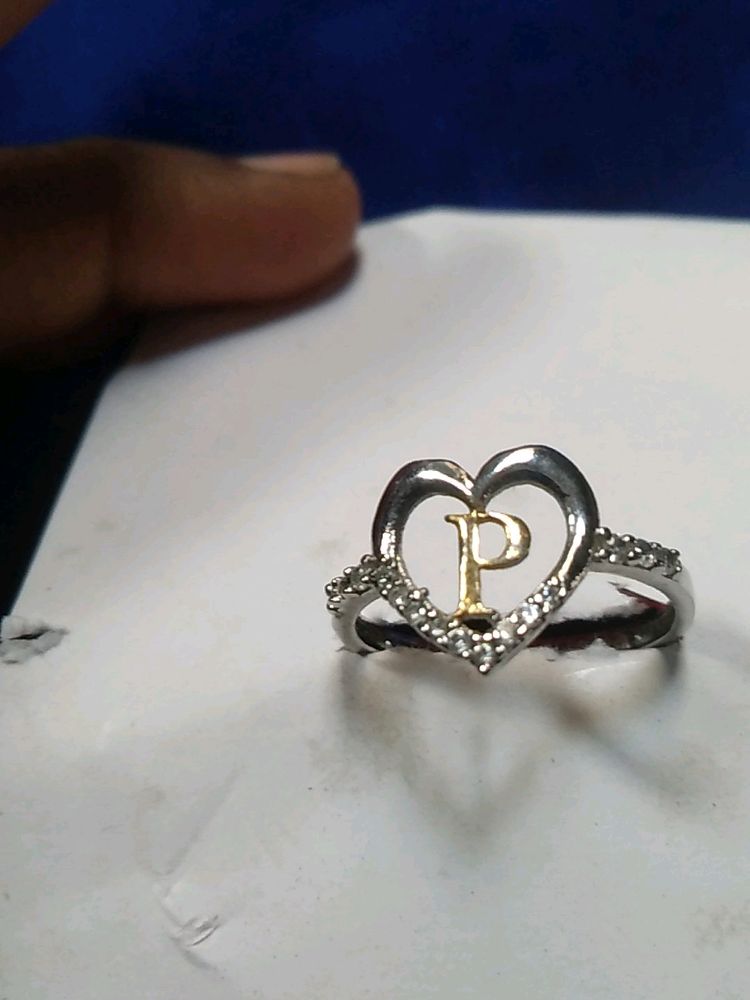 P Initial Silver Ring