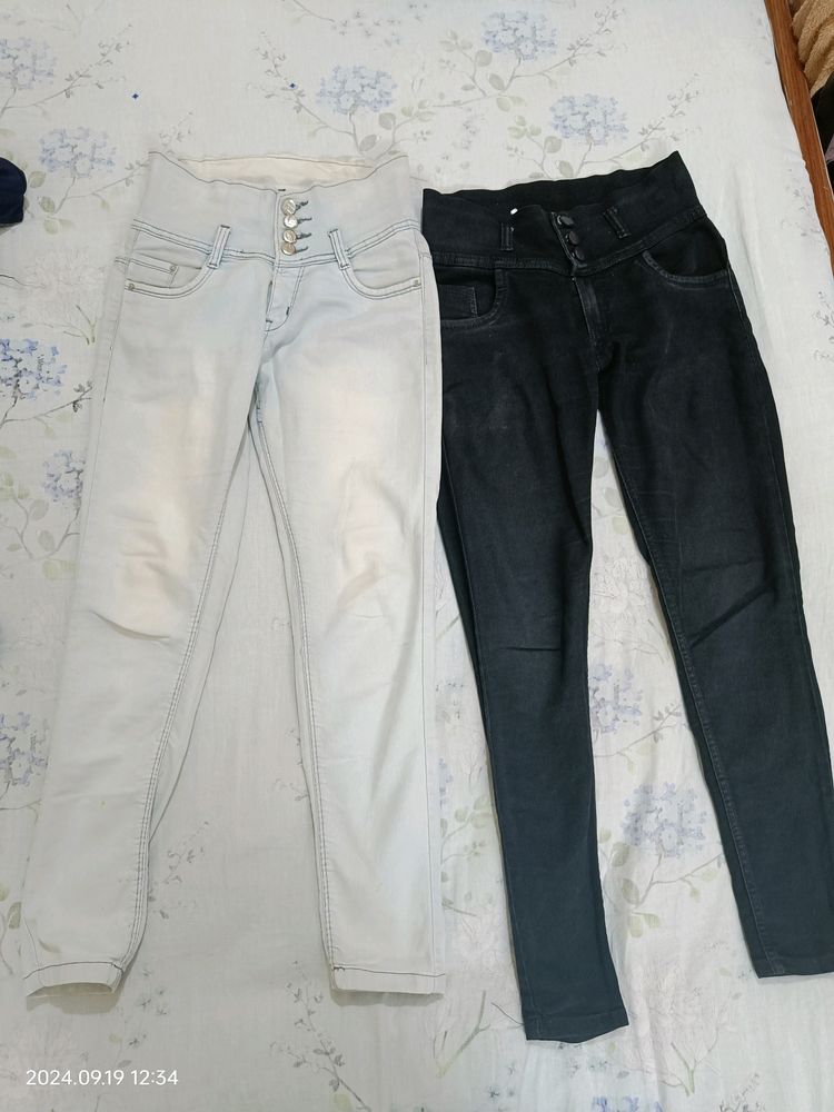 Light Blue & Black High 28 Waist Jeans