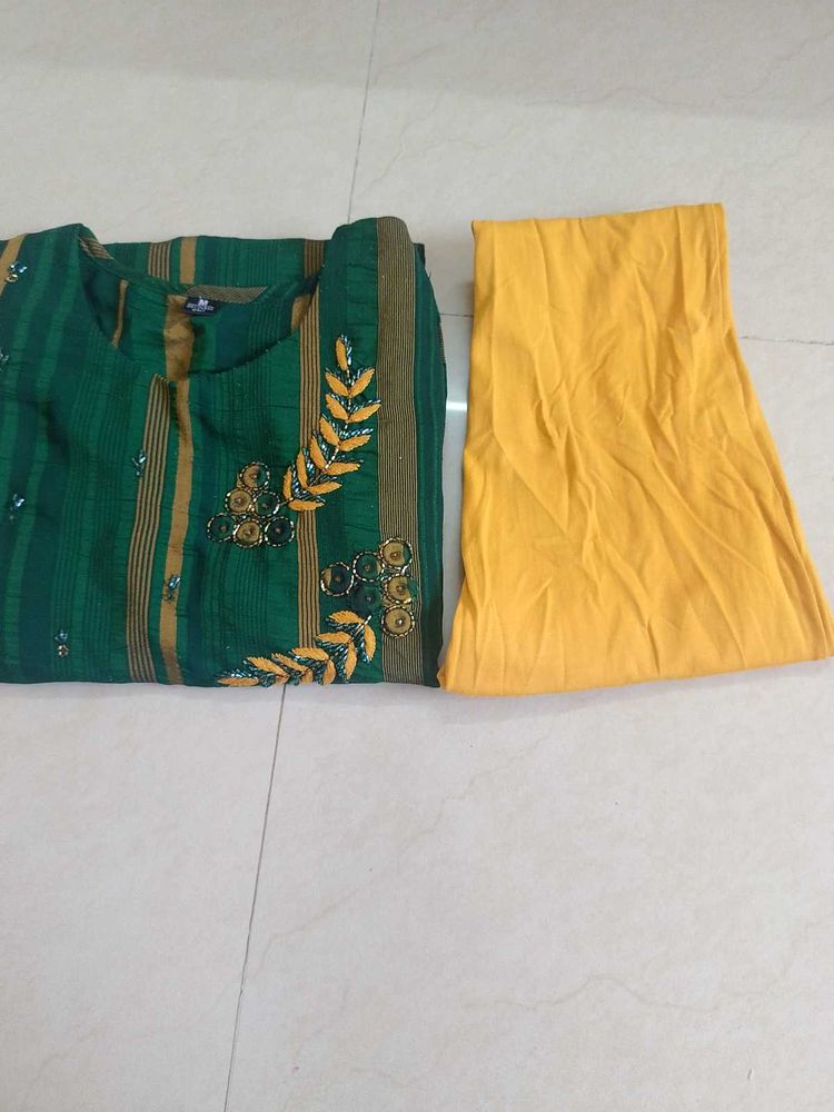 green Kurti Pant Set