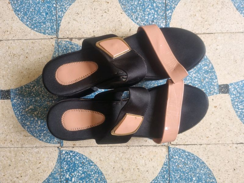 Pretty Pink And Black Sandals