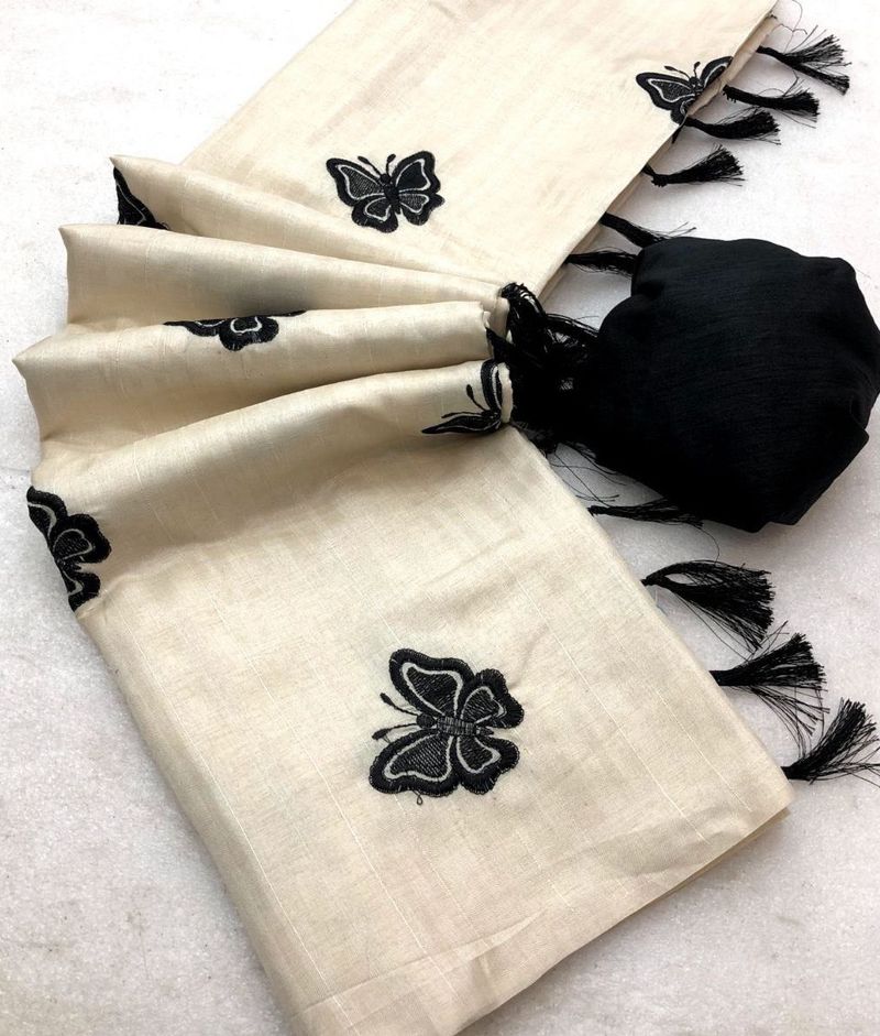 Handloom Tussar Silk With Butterfly Design