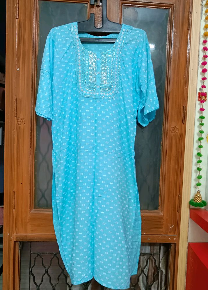 Premium Quality Sky Blue Colour Fancy Kurti