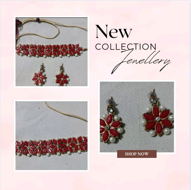 Red Colour Jewellery Set