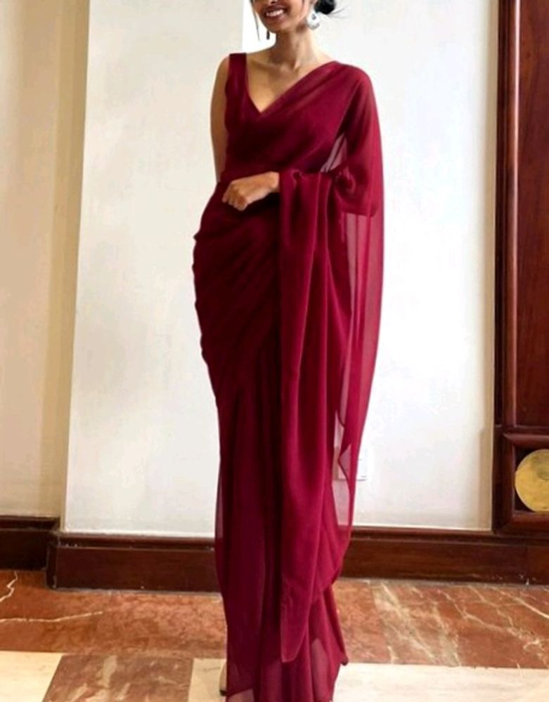 New Maroon Saree