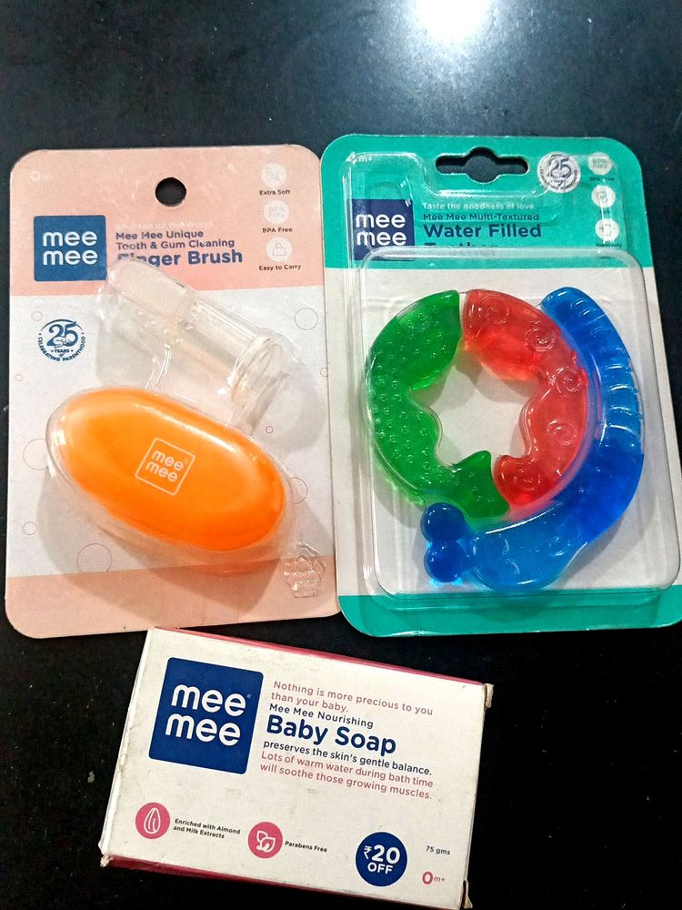 Baby Teether, Finger Brush, Soap Combo