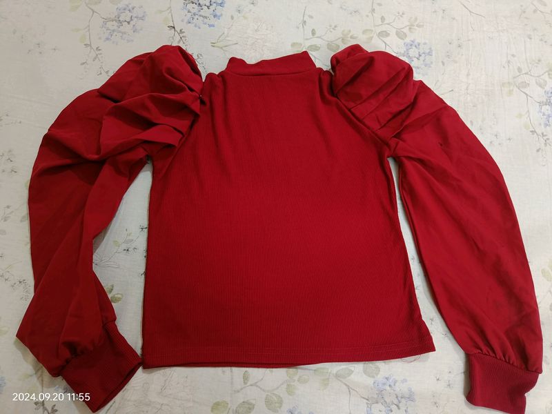 High Neck Maroon Top