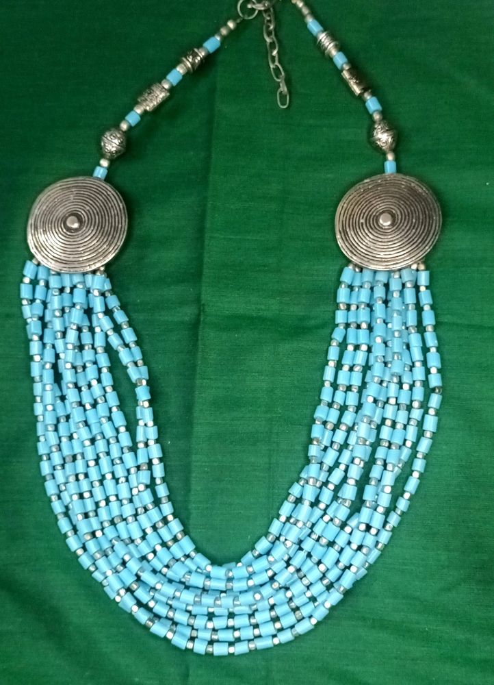 Blue And Silver Multilayer Bohomian Necklace