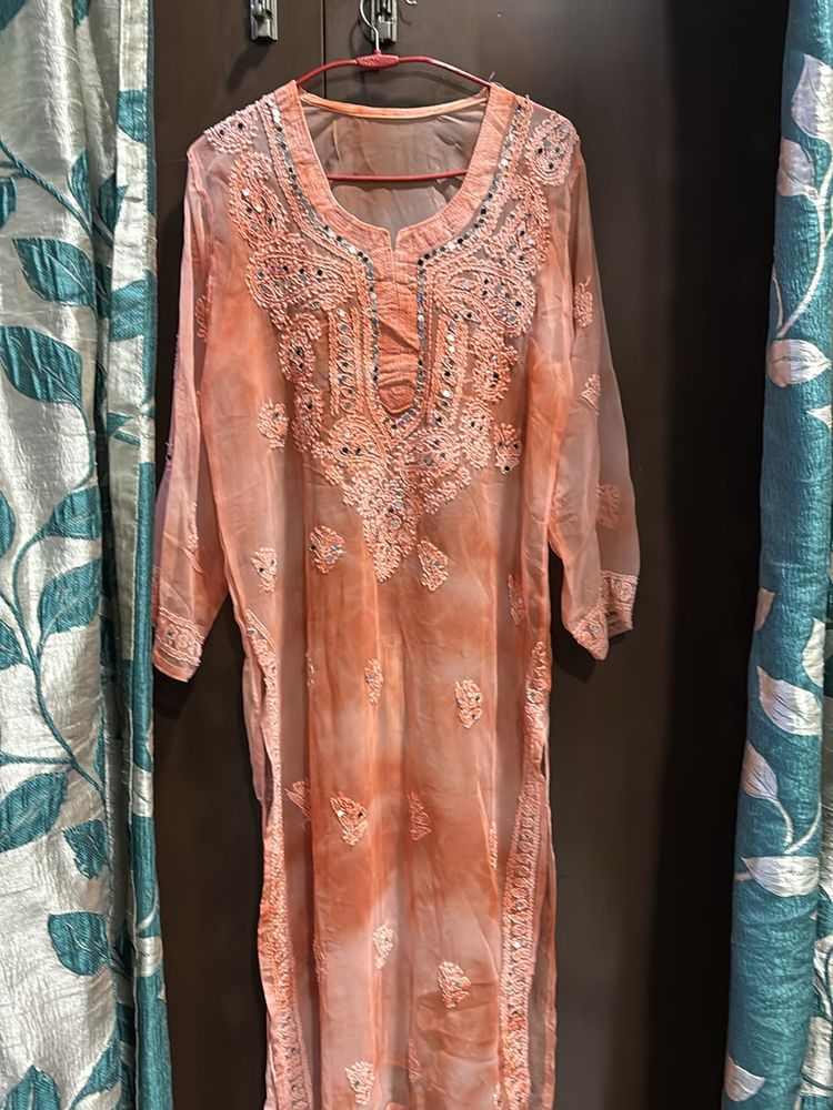 chikankar sheer long kurti