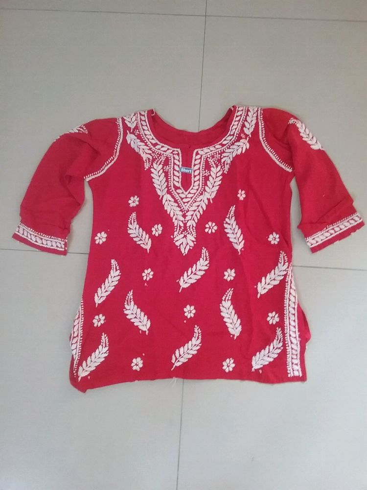 Rayon Chickenkari  Short Kurti