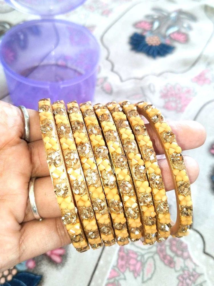 Golden&Small Yellow Flower Bangles