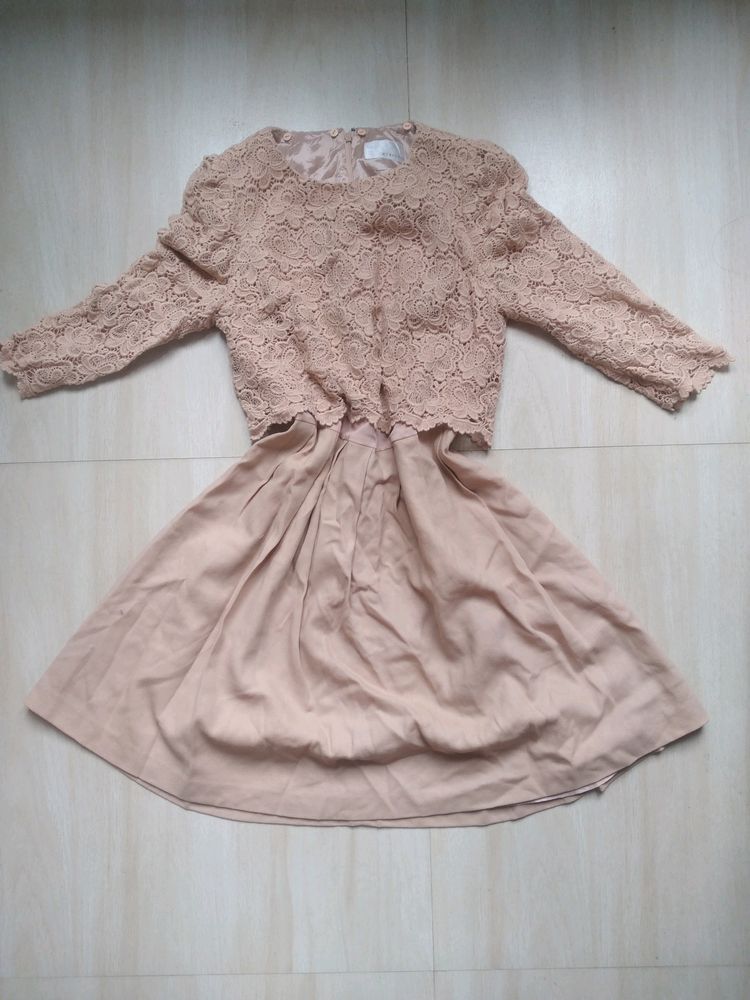 Peach Colored Lace Top Dress